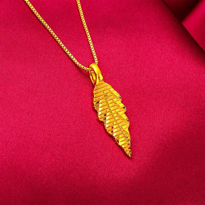 Goldkingdom Perhiasan Fashion Emas Asli Kadar 375Bangkok Aksesoris Ready Stock Daun Rumbai Anting Liontin Sederhana Dan Murah Hati Wanita