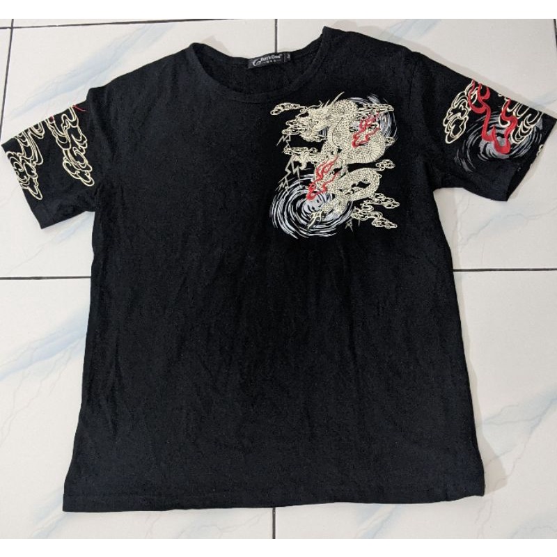 Kaos Pria Keren Sukajan Bordir Dragon