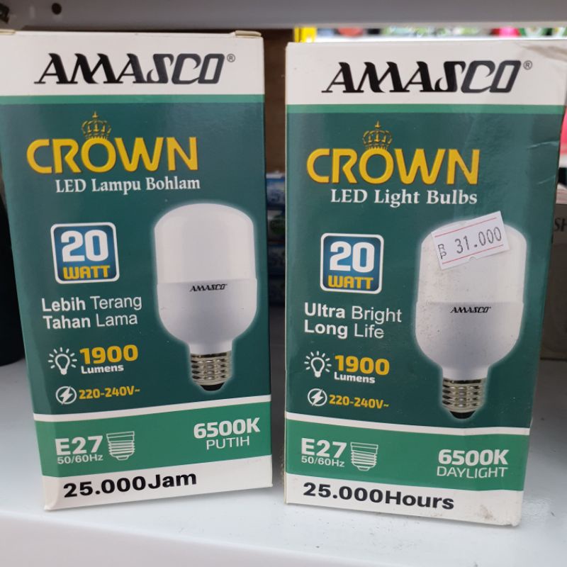 LAMPU LED 5/7/9/14/20 WATT PUTIH AMASCO GARANSI 2 TAHUN ASLI PRODUK INDONESIA