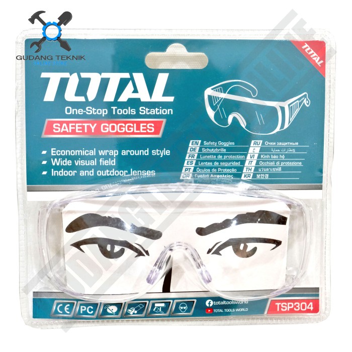 Kacamata Safety Kerja Warna Bening TSP304 TOTAL / Kacamata Bening Pelindung Safety Goggles Clear TSP 304 TOTAL