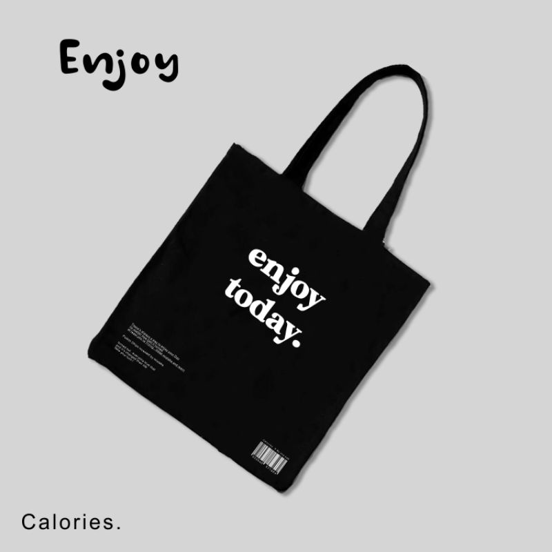 Totebag Hitam Simple Polos Tas Kuliah Wanita Pria Aesthetic Dengan Reseleting 30x40