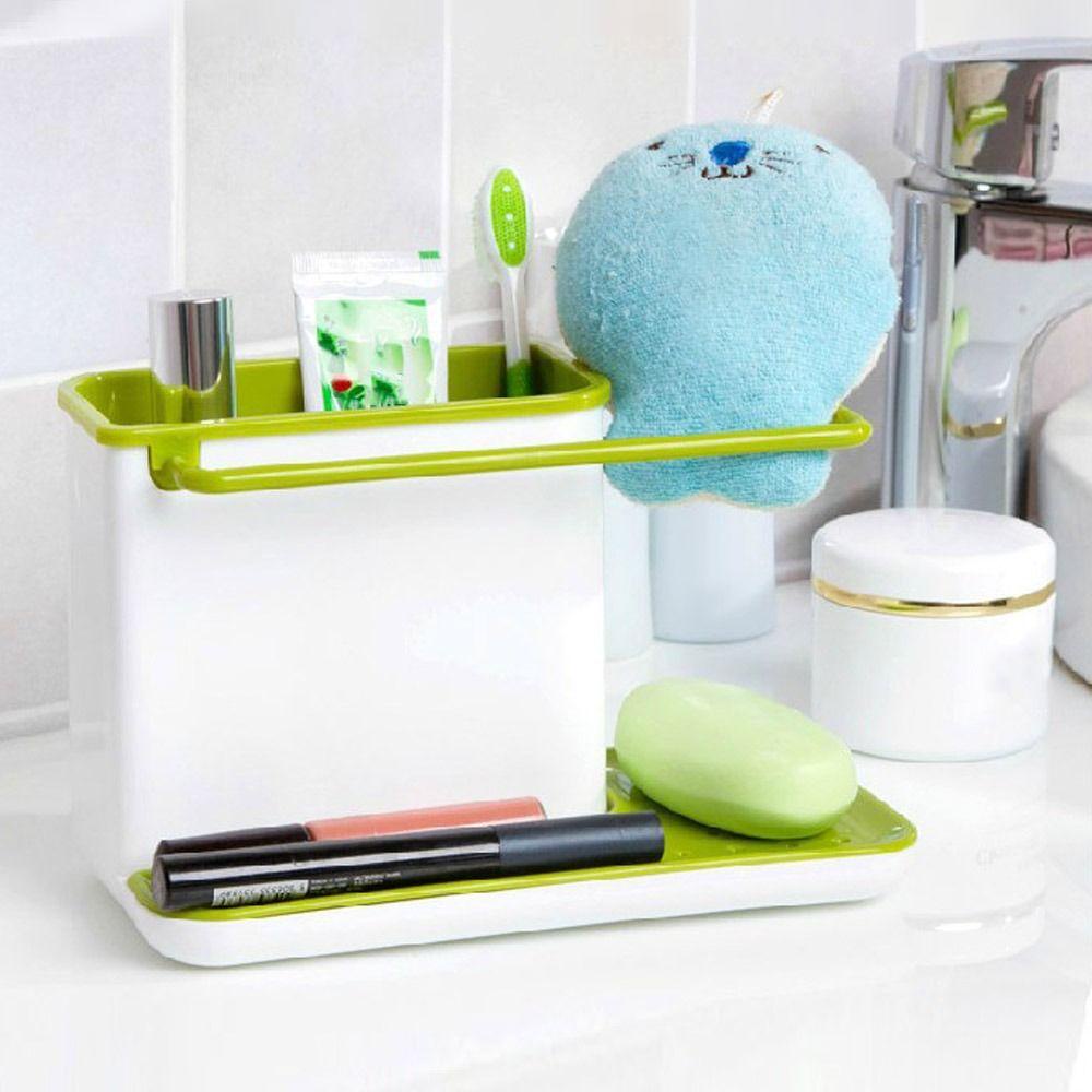 Solighter Rak Dapur Awet Tempat Spons Drain Storage Rack Utensils Holder