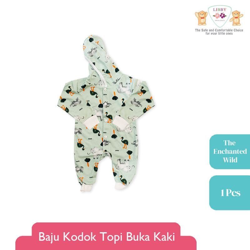 Libby Baju Kodok Panjang Buka Kaki Topi / Baju Bayi