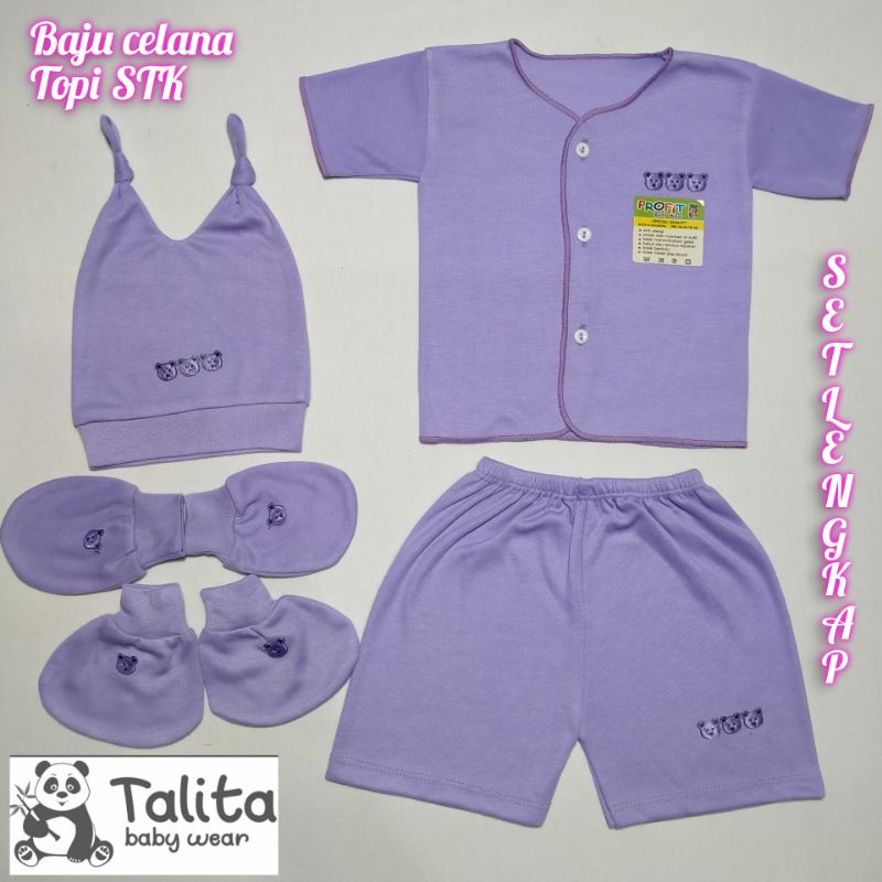 Set Lengkap Baju Bayi Lengan Pendek Celana Topi Sarung Tangan Dan Sarung Kaki