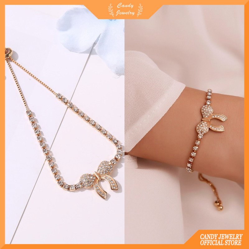 Gelang Manik-Manik Kristal Berlian Butterfly Warna Permen Untuk Pelajar