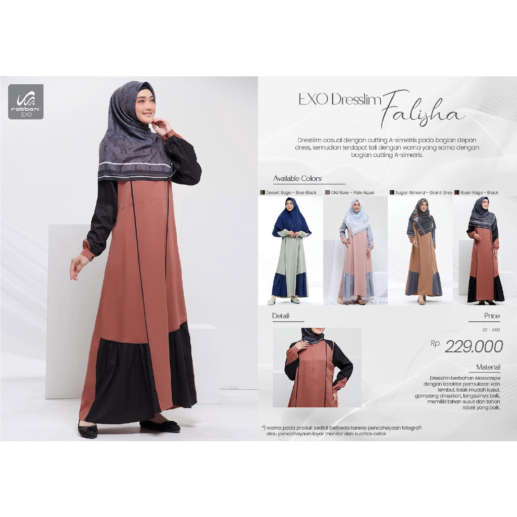 Rabbani - Dresslim Exo Falisha / Gamis Dresslim Rabbani Terbaru