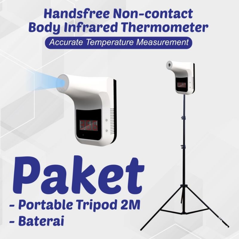 BUNDLING SET PACKAGE TRIPOD DAN STANDING THERMOMETER INFRARED AUTOMATIC DIGITAL ALAT UKUR SUHU TUBUH