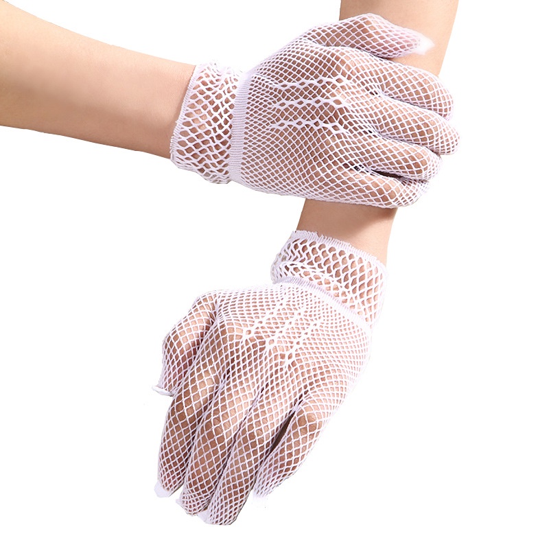 LTX-15 sarung tangan fishnet net jaring wedding glove gloves pengantin sangjit hitam putih merah