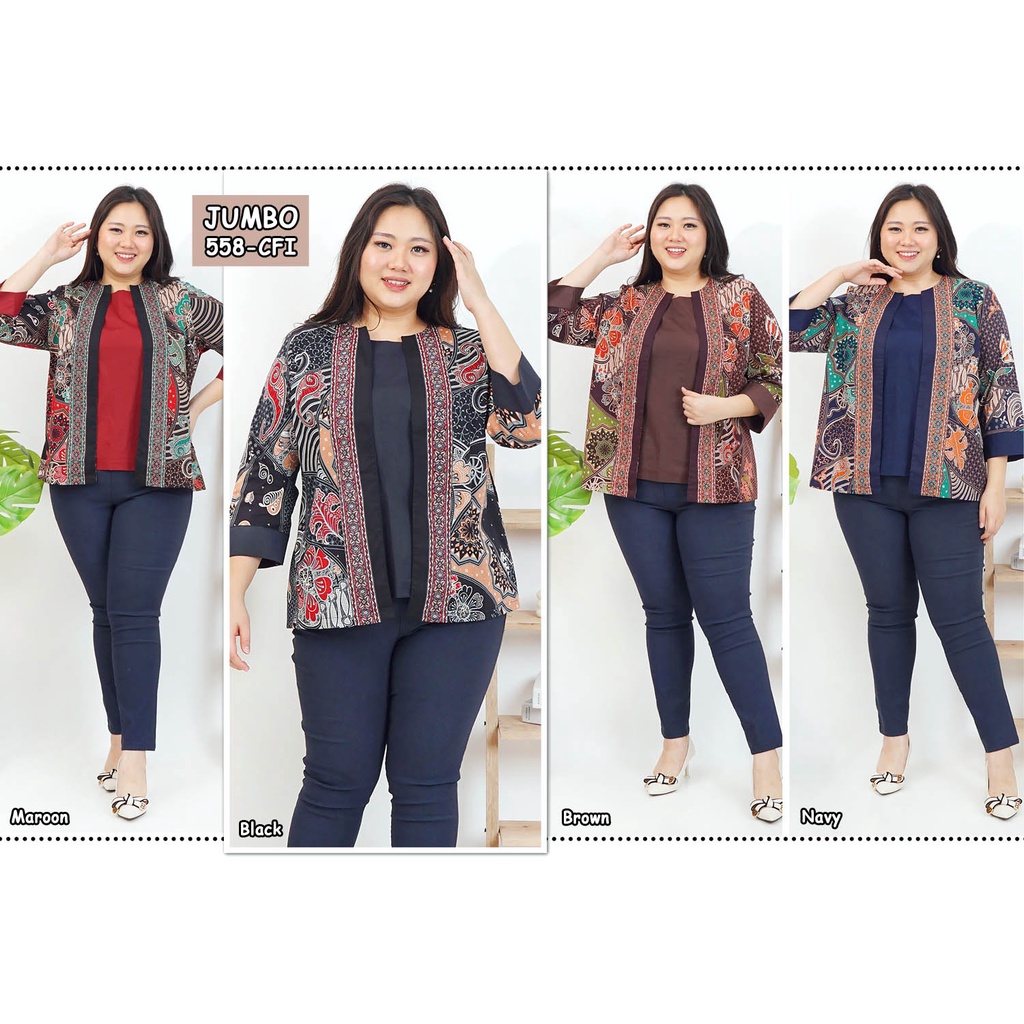 BIGCLO - (COD) LD 115-125cm Atasan Jumbo Batik Mix Wanita Bigsize