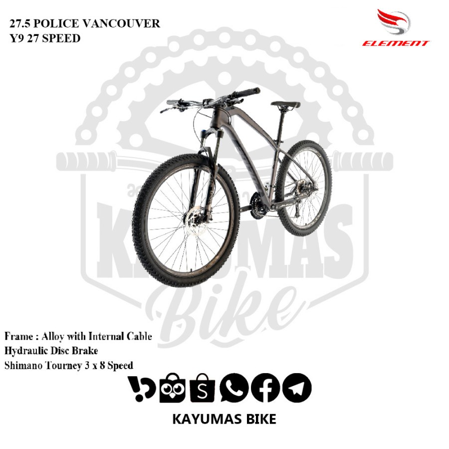 SEPEDA MTB 27.5 POLICE VANCOUVER Y9 27 SPEED HYDRAULIC DISC BRAKE