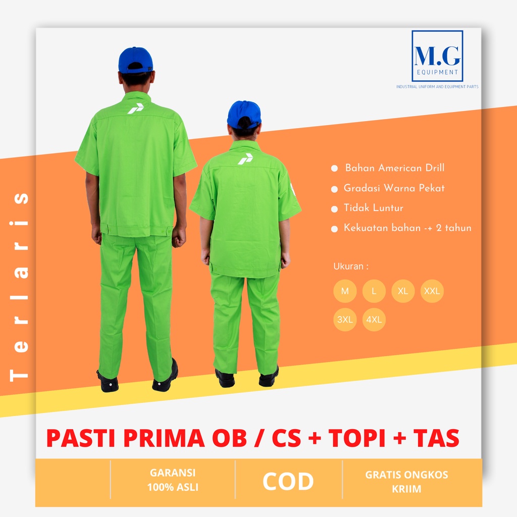 Seragam spbu pertamina pasti prima Operator + Topi + Tas