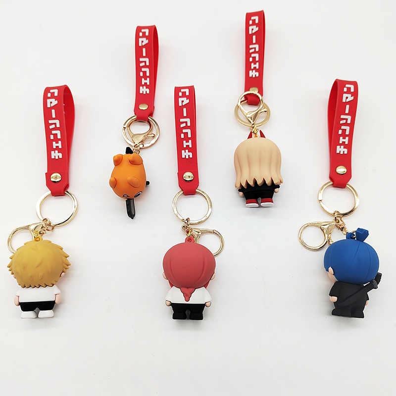 Anime Chainsaw Man Gantungan Kunci Wanita Lucu Kartun Silicone Keyrings Denji Pochita Boneka Liontin Kunci