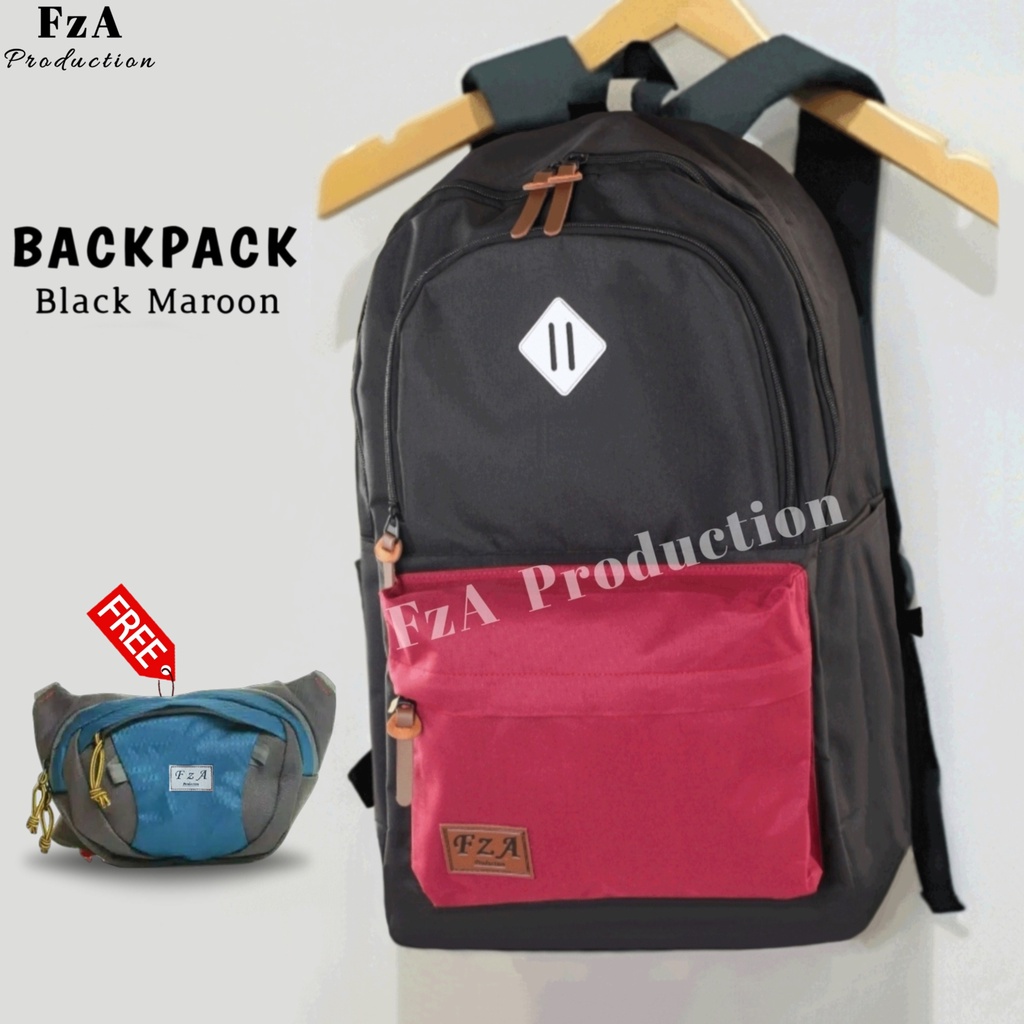 Tas Ransel Punggung Distro Casual Pria Wanita / Tas Ransel Laptop Original FzA FREE Tas Slempang Sporty