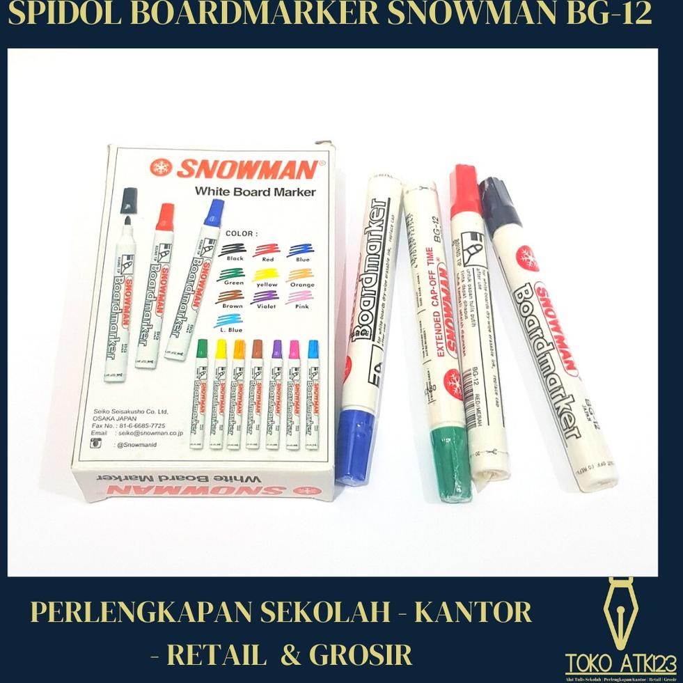 

ㅑ Spidol Whiteboard / Boardmarker / Spidol Papan Tulis Snowman BG-12 ☑