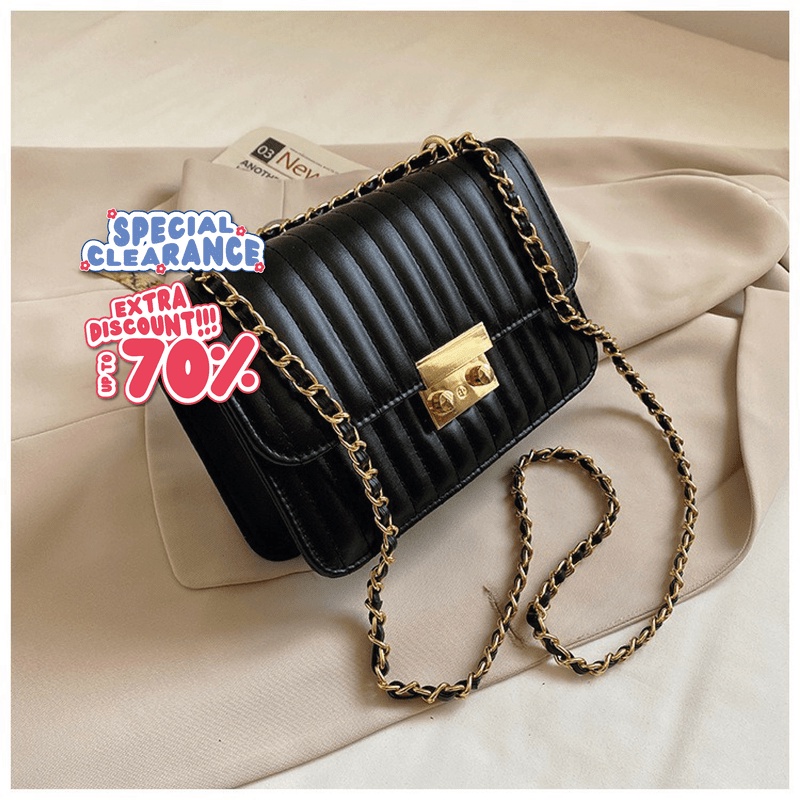 FALENCIA Slingbag Tas Selempang Bahu BORDIR Lurus Slot Kunci Wanita Remaja Polos Korean Style By Chikoisme (RSL) NR