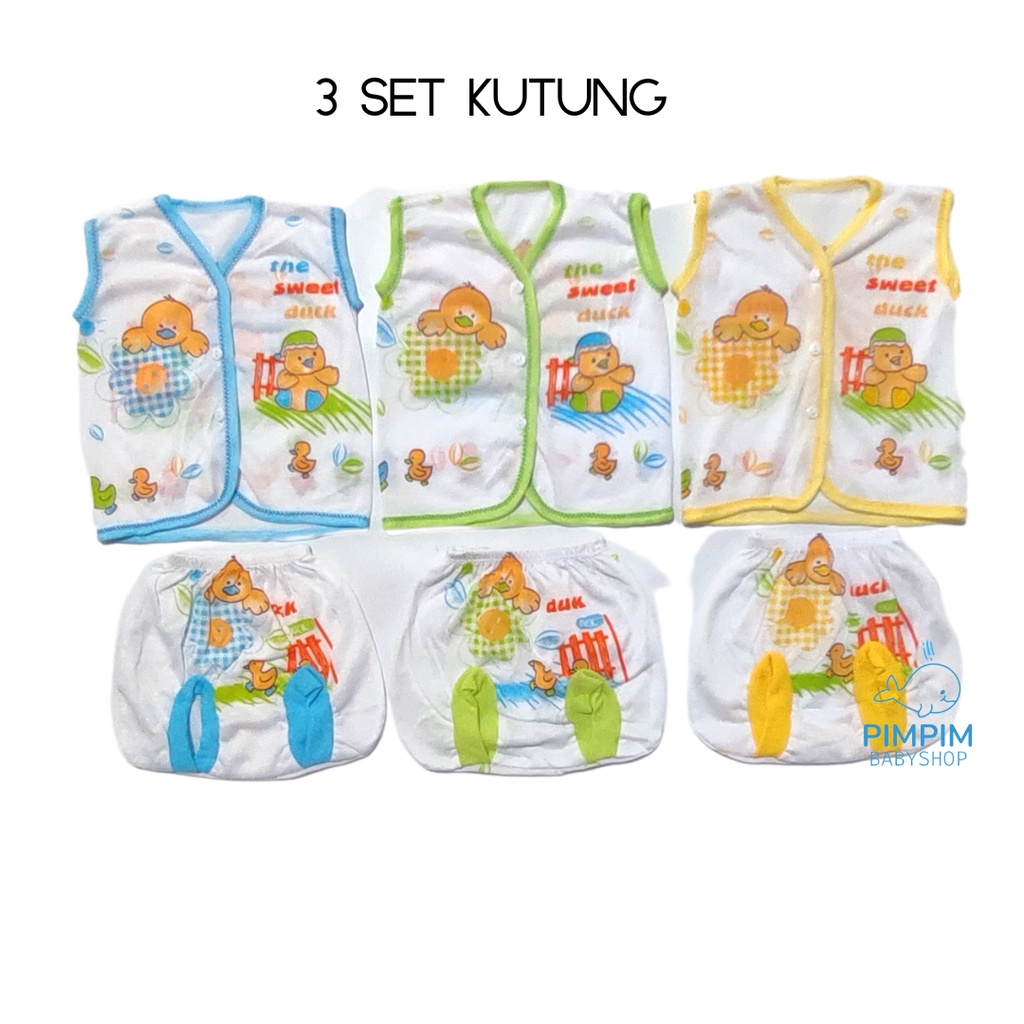 3 Set Setelan Baju Bayi Baru Lahir Katun Motif POLA Size Newborn 0-6 Bulan