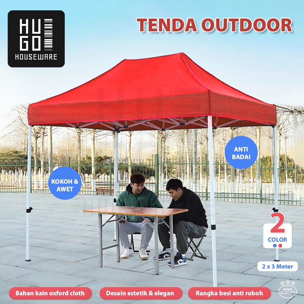 HUGO Tenda Lipat Jualan 2x3m Tenda Dagang Bazar Pameran Gazebo Outdoor Otomatis Praktis