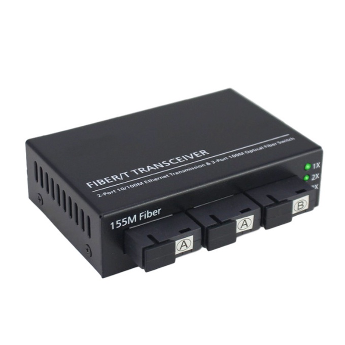 【With adapter】100Mbps 3 SC 2 Rj45 POE Switch Konverter Ethernet Fiber Optik Single Mode