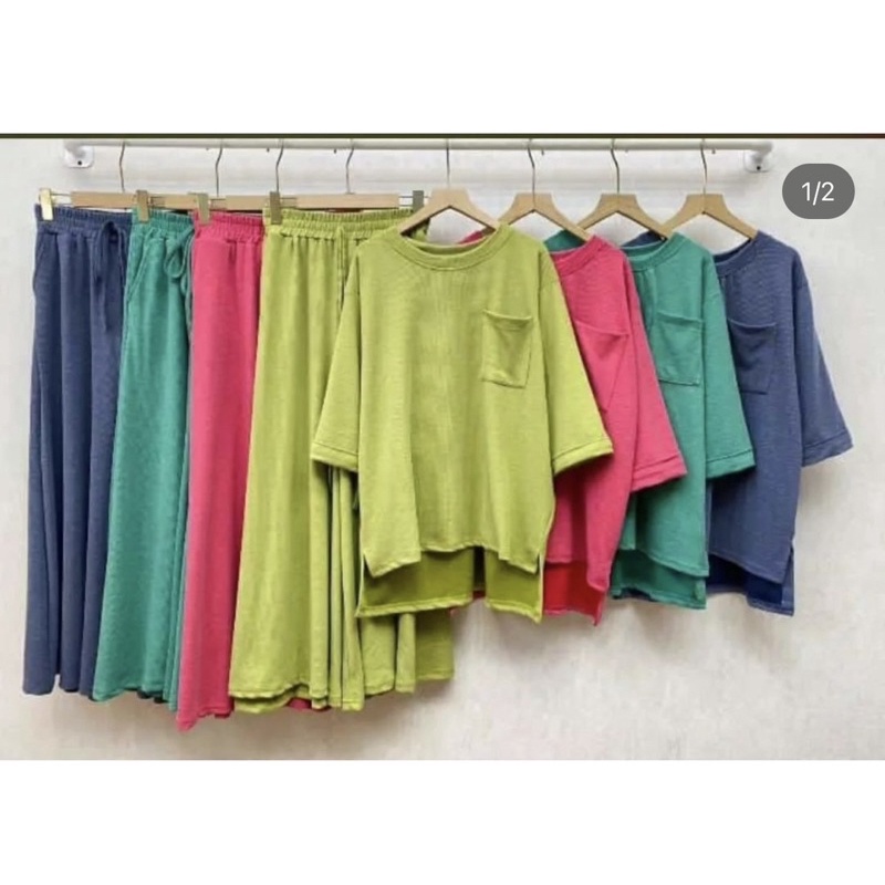 setcel oversize merk clarke setelan celana wanita kaos knit aster