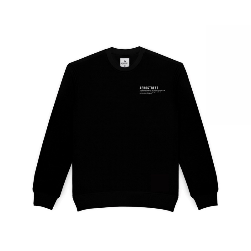 Sweater Pria Aerostreet Crewneck Lokko Hitam Sweater Sweatshirt BAAAA | Sweater Simple Crewneck