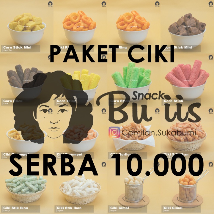 

SNACK BU IIS ANEKA CEMILAN CIKI SERBA 10.000 CEMILAN SUKABUMI BANTAL RING STIK BALADO KENTANG AJISAN SAKURA CIKBUL CIKI NGEBUL SMOKY SNACK CORNSTICK MINI MOMOGI CHOCOCRUNCH GURILEM MISDA IKAN MAKARONI PEDAS CIKRUH KERANG RUJAK ASIN SPIRAL