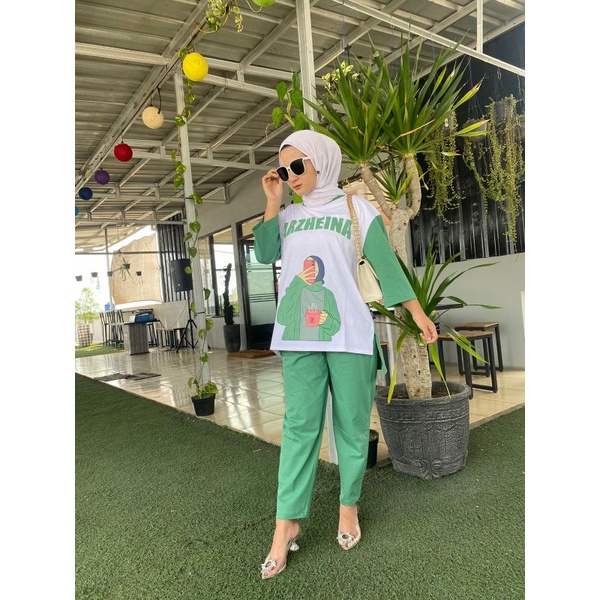 terbaru kaos oversize ARZHEINA one set kekinian terlaris