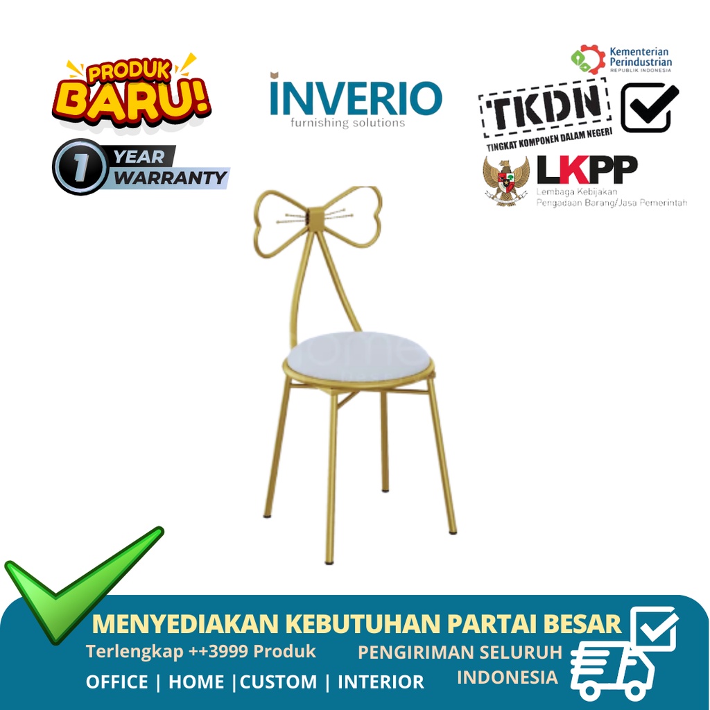 INVERIO - Kursi Cafe Minimalis / Meja Kursi / Meja Kursi Belajar / Kursi Putih