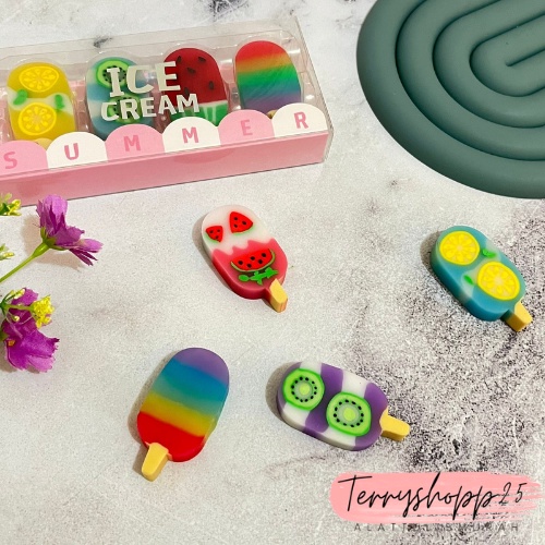 

Penghapus 1set Isi 4pcs Hapusan Buah Eskrim Stick Lucu Bentuk Buah Buahan