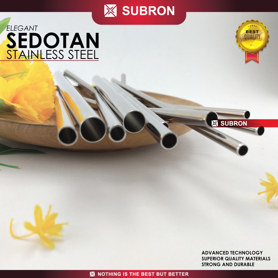 Sedotan Stainless Food Grade Panjang Bengkok Lurus Sikat - SUBRON