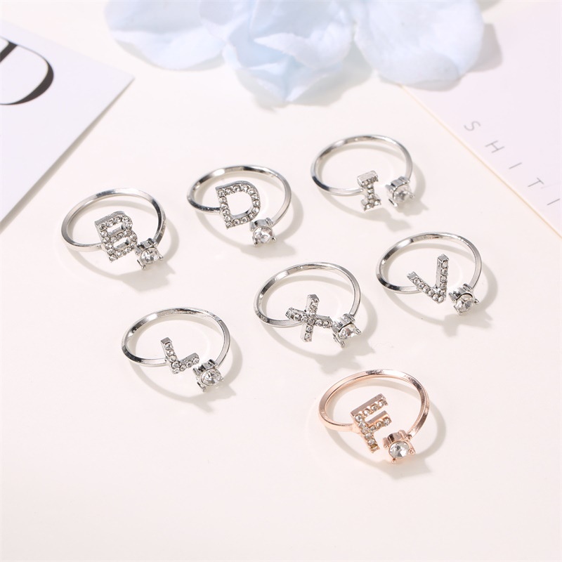 Cincin Huruf Inisial alphabet model korea cantik adjustable ring