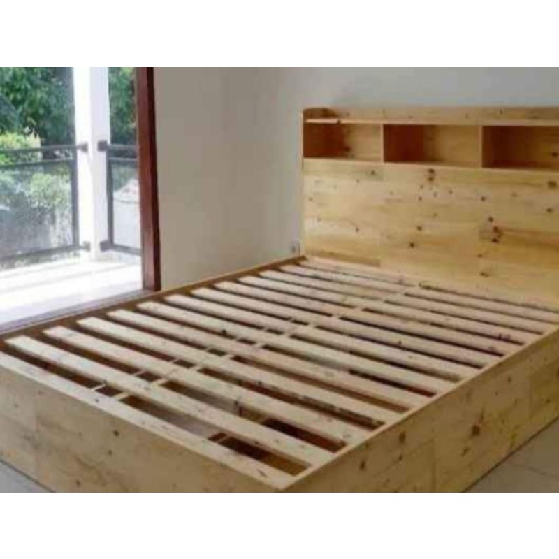 Dipan / Tempat tidur minimalis Jati Belanda solid 120x200