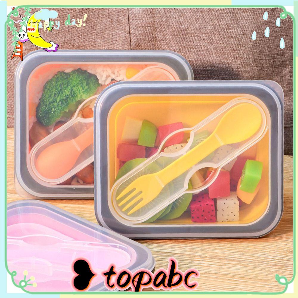 Top Lipat Bento Box Outdoor Rectangle Grid Microwavable Wadah Makanan Anti Bocor