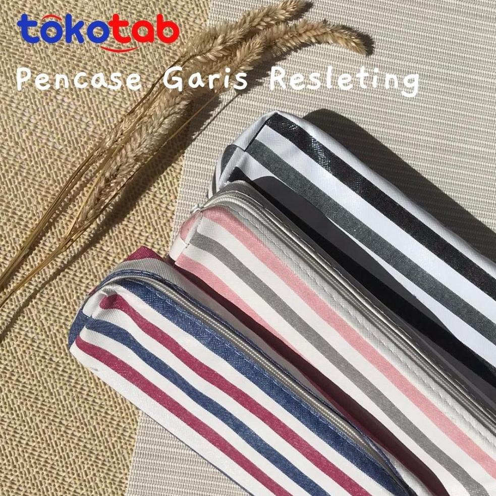 

㊛ tab - Pencase Tempat Pensil Pencil Case Resleting Polos Garis 70191 70192 な