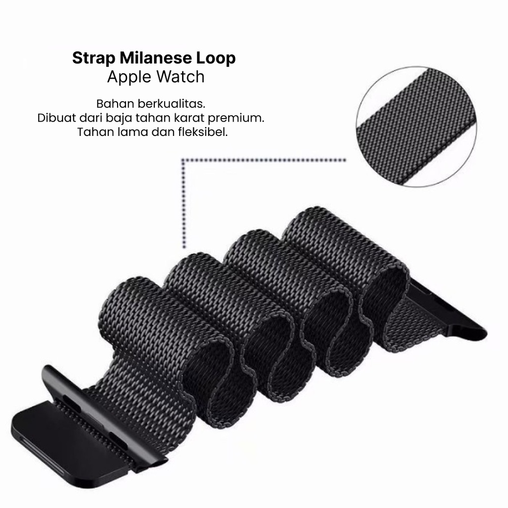 Strap Apple Watch Stainless Steel Milanese Loop iWatch 3 4 5 6 7 8 Replacement Band Gaya Elegant