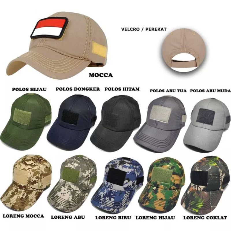 Topi Tactical / Topi Taktikal / Topi Militer / Topi Komando / Topi TNI - POLOS MOCCA

