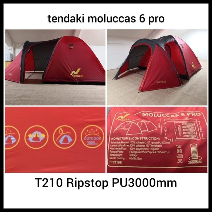 Tendaki Tenda Camping Dome Moluccas 6 Pro Kapasitas 6 - 7 Orang