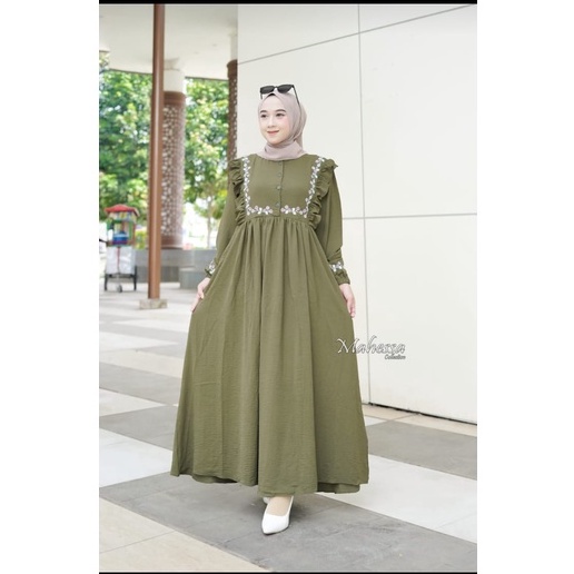 gamis bordir mahesa gamis mahesa bordir cringkel air flow  gamis termurah kualitas premium