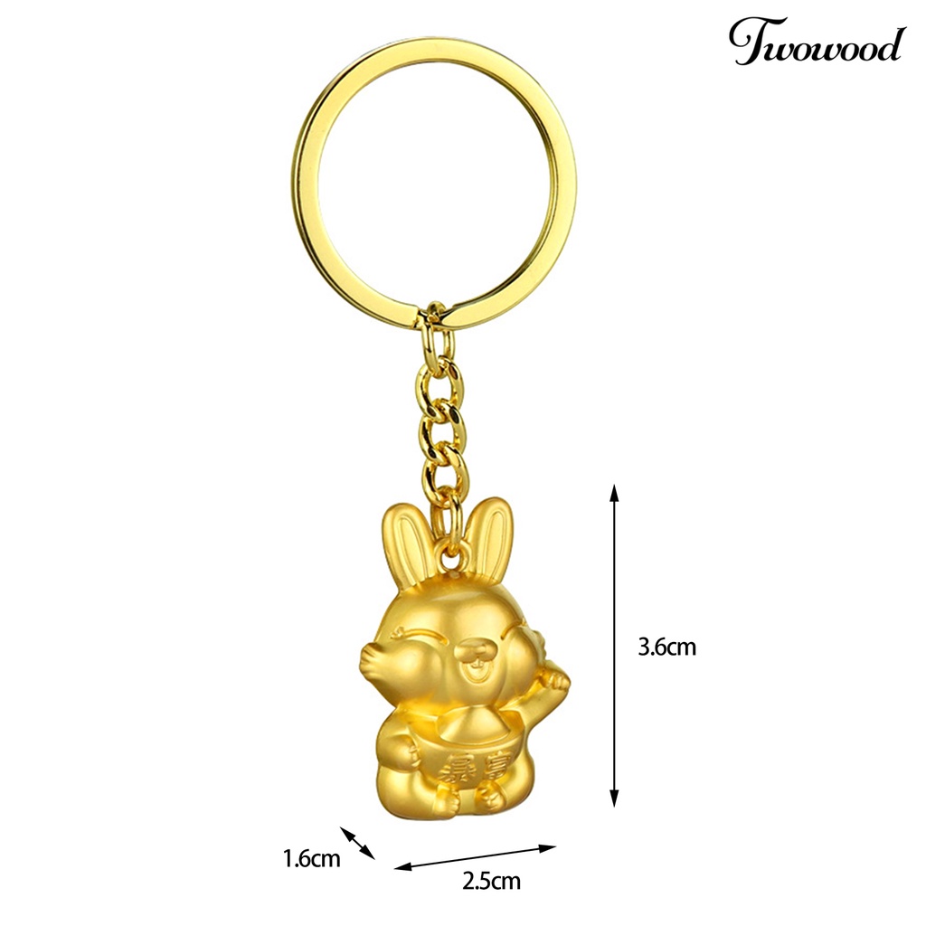 Twowood Rabbit Key Chain Kartun Gaya China Tiga Dimensi Serba Guna Realistis Look Hias Hadiah2023Musim Semi Festival Kelinci Lucu Tempat Gantungan Kunci Mobil Untuk Liburan