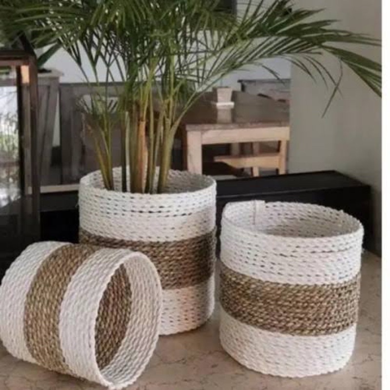 Coverpot Putih Natural Putih set3