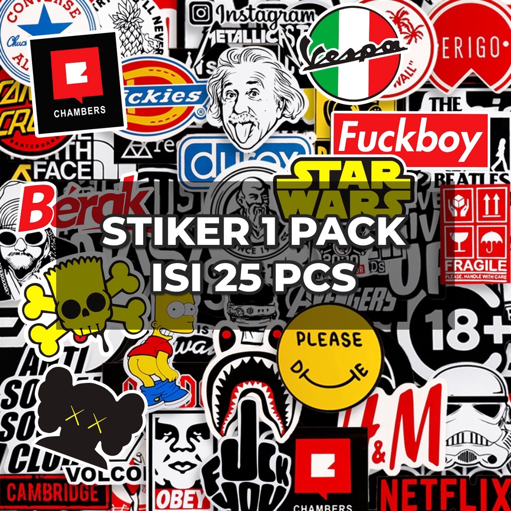 [ Stiker Pack ] (Isi 25 Pcs Stiker Laptop Stiker HP Stiker Helm Stiker Motor Stiker Logo Stiker Bran