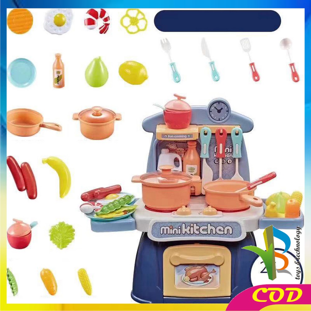 RB-M26 Mainan Mini Electronic Kitchen Set Isi 26PCS Mainan Anak Perempuan Masak Masakan Dapur 888-19