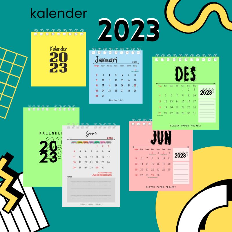 Jual Kalender Meja 2023 Warna Warni Ukuran Mini Medium A6 Shopee