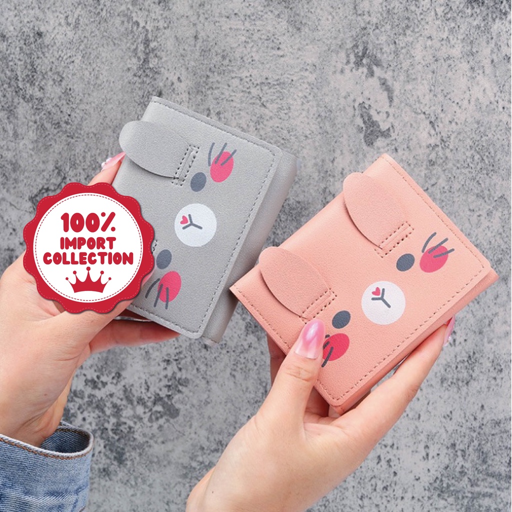 LOP Dompet Wanita Simple Lipat  Motif Kelinci Lucu Wallet Remaja Cute Korean Style By Chikoisme NR