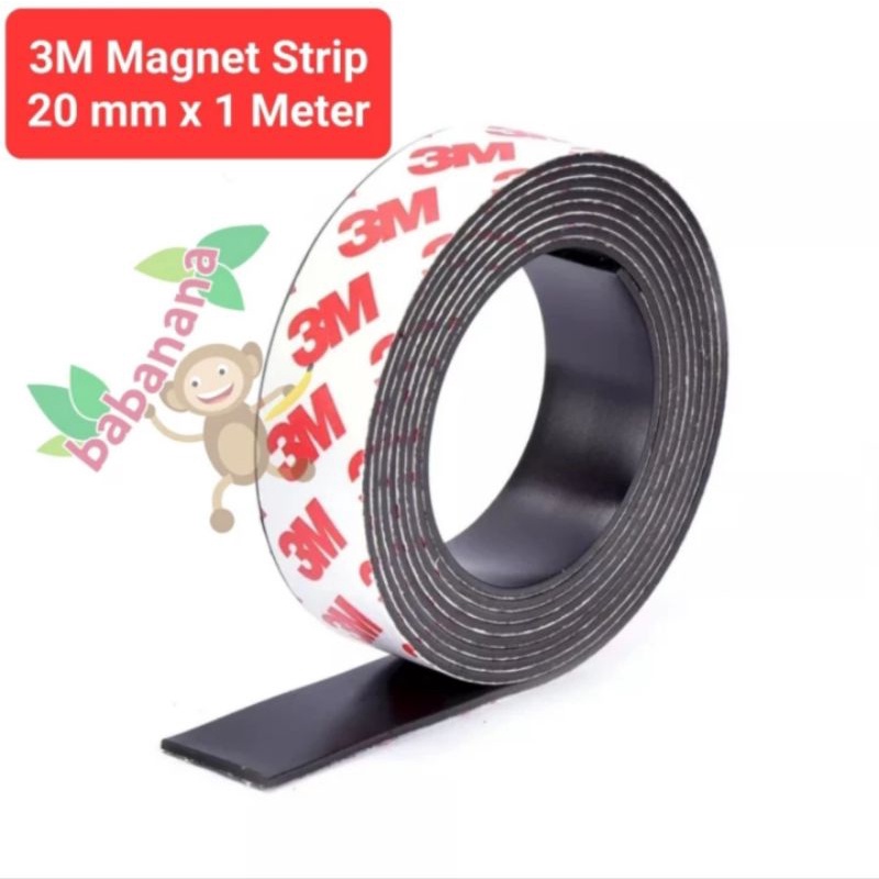 Magnet strip 3M Original 1 meter x 20mm magnetic lembaran lembar asli