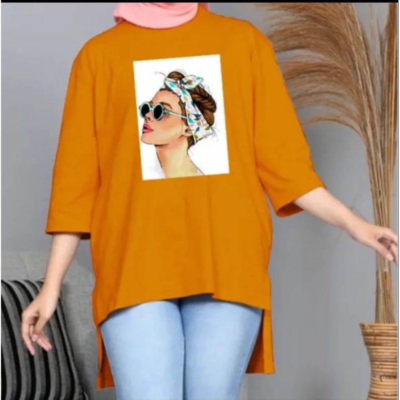 Atasan Basic Wanita Oversize Bando Print DTF