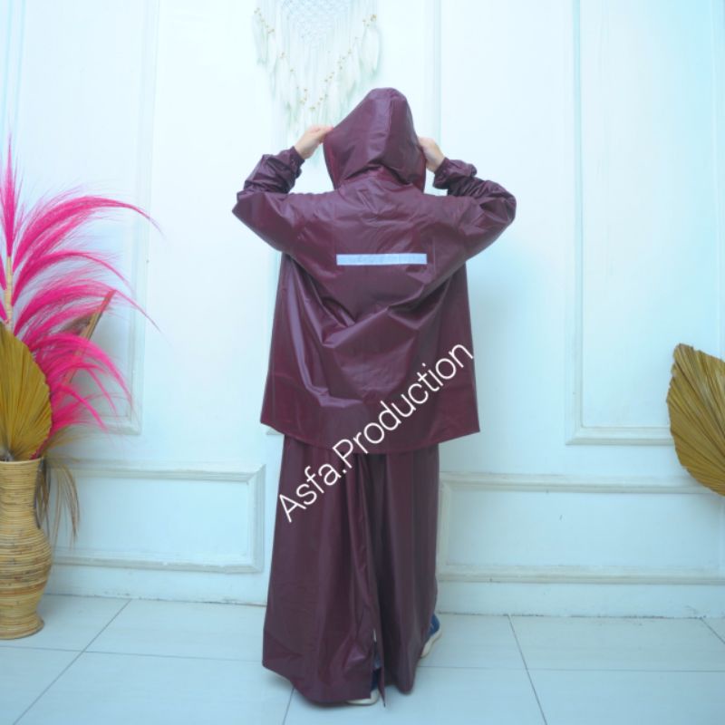 RAINCOAT, JAS HUJAN WANITA SETELAN BAJU DAN ROK DEWASA ANTI AIR