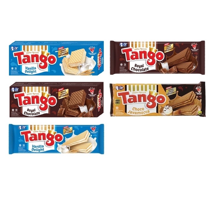 

tango wafer long coklat 110gr, long vanilla milk 110gr, coklat 133gr, vanilla milk 133gr dan choco javamocca 110gr