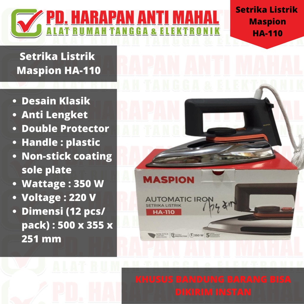 SETRIKA MASPION HA// SETRIKA MASPION HA120//SETRIKA MASPION HA140//SETRIKA MASPION HA180//SETRIKA MA
