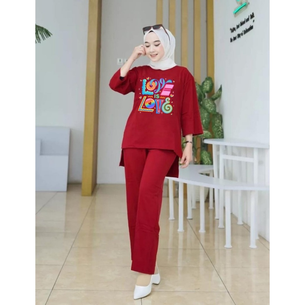 Setelan Tunik Love IS Love / Set Blouse Senyawa