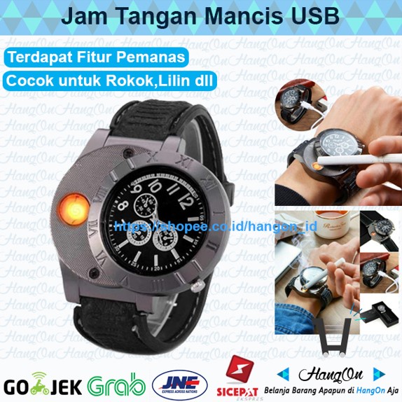 Rechargeable Lighter Watch / Jam Tangan Mancis Korek Api